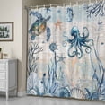 thumbnail image 5 of Sea Turtle Shower Curtain, Marine Life Corals Shell Starfish Octopus Ocean Waterproof Shower Curtain Set with 12 Hooks Lightweight Bath Curtains Fabric Bathroom Decor 72x72 Inches, 5 of 9