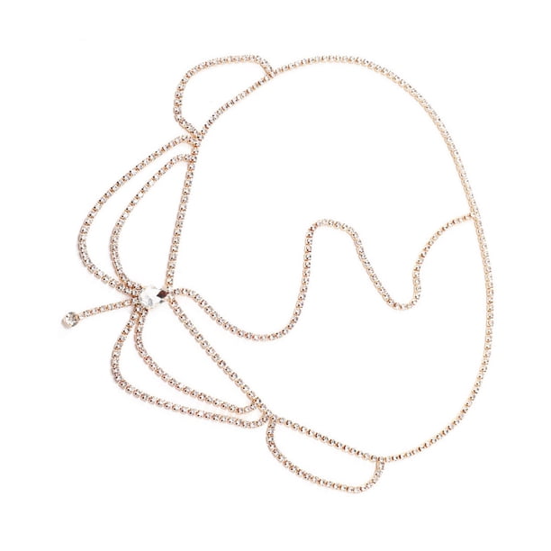 Jumpingount Boho cristal ceja cabeza cadena gota de agua diamantes de imitación moda accesorios para el cabello colgante diadema boda señoras Accesorio para el cabello Dorado Jumpingount AP017754-01