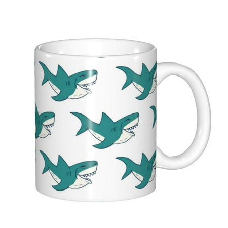 

Zeuib Cartoon Shark Ceramic Coffee Mug with Large Handle，Modern Reactive Glaze Dishwasher & Microwave Safe – Perfect for Home Office Café Gift-Ready