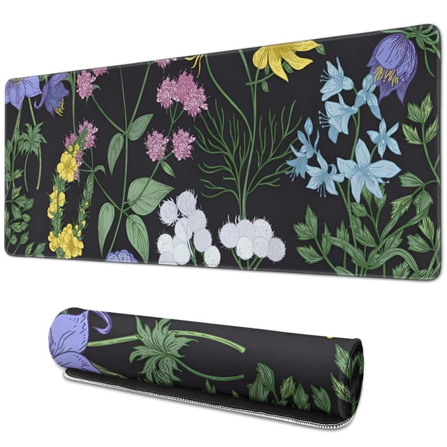 Functional & Cute Garden Flowers Mouse Mat - Soft to the Touch, Non-Slip Rubber Base, Easy to Slide, Splash Resistant, Portable, Personalized Design, Ideal for Computers, 31.5x11.8 Inch