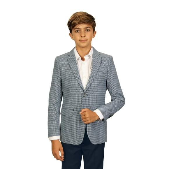 Gioberti Boys and Kids Houndstooth Blazer Jacket, Navy, Size 6
