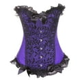 thumbnail image 5 of Elainilye Fashion Corset Tops for Women V-neck Waist Protection and Belly Tightening Shapewear Court Corset Bustier,Purple, 5 of 8