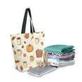 thumbnail image 2 of FORMRS Womens Canvas Tote Bag with Zipper Inner Pocket Shoulder Handbag, Fall Beige Pumpkin, 2 of 7