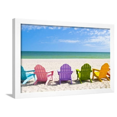 Adirondack Beach Chairs On A Sun In Front Of Holiday Vac Adirondack Beach Chairs On A Sun In Front Of Holiday Vac Coastal Ocean Landscape Photography Framed Print Wall Art By Chad Mcdermott