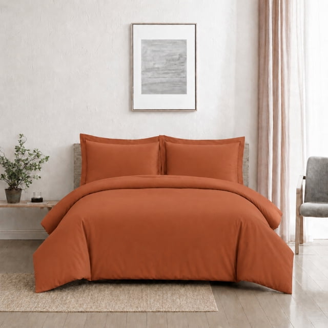 Swift Home Ensemble housse de couette unie ultra douce, Très grand lit, Cannelle