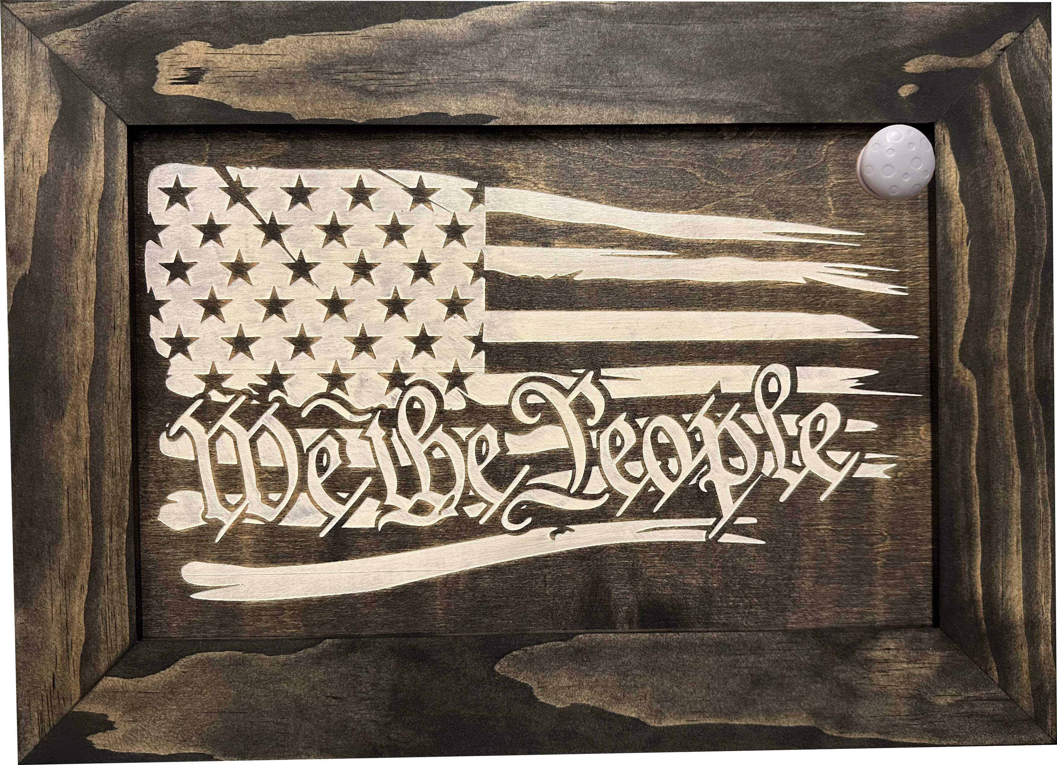 Bellewood Designs American Flag We the People Wall-Mounted Gun Safe, Black and White