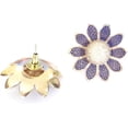 thumbnail image 3 of Rose Gold Plated Lapis Lazuli Flower Stud Earrings Exquisite Women's Fashion Jewelry, 3 of 4