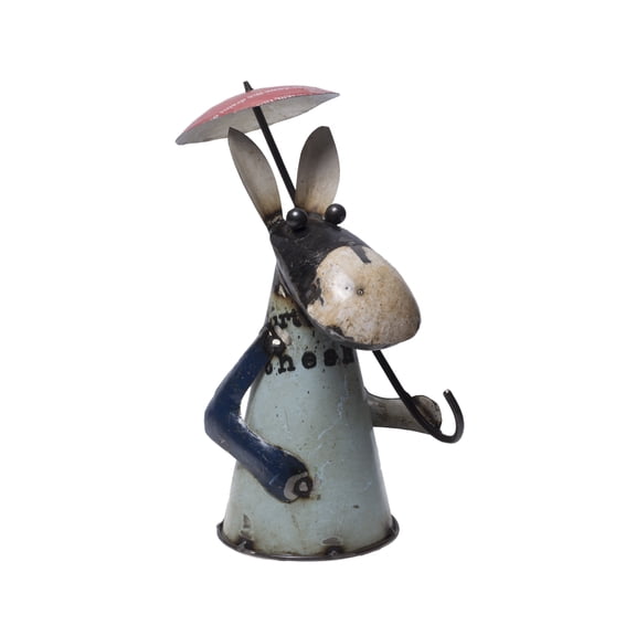 De Kulture Works Iron Donkey With Umbrella Collectible Figurine Fence Topper Party Decoration