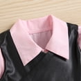 thumbnail image 4 of KYAIGUO Toddler Baby Girls Long Sleeve One Piece Shirt Dress+PU Leather Vest 2PCS Spring Fall Clothes Outfits for 18M-6T, 4 of 11