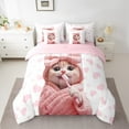 thumbnail image 2 of Manfei Pet Animal Kitten 7-Piece Twin Bedding Sets,Kawaii Bowtie Bow Bedding Comforter Set,Pink Loves Pattern Sheet Sets For Girls Teens,Ultra Soft Home Decor Reversible, 2 of 8