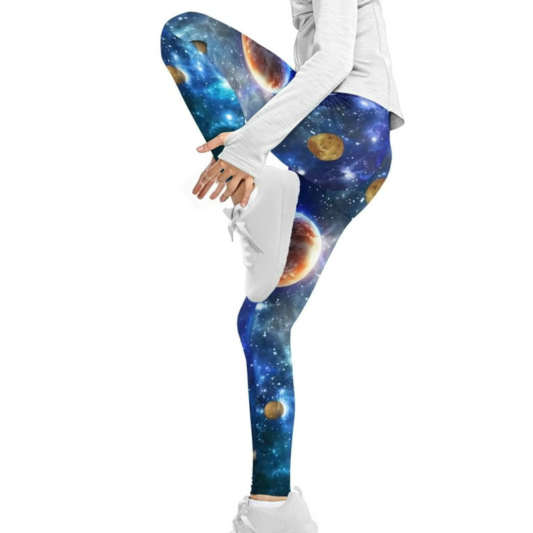 FKELYI Galaxy Space Girls Leggings Size 12-13 Years Comfortable Home Yoga  Pants High Waisted Straight Leg Soft School Teen Kids Tights
