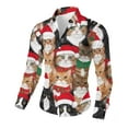 thumbnail image 5 of BLTIBY Christmas Shirt for Men Button Down Long Sleeve Lapel Shirts Cats Printed Casual Holiday Beach Shirts Top Multicolor 8 3XL, 5 of 8