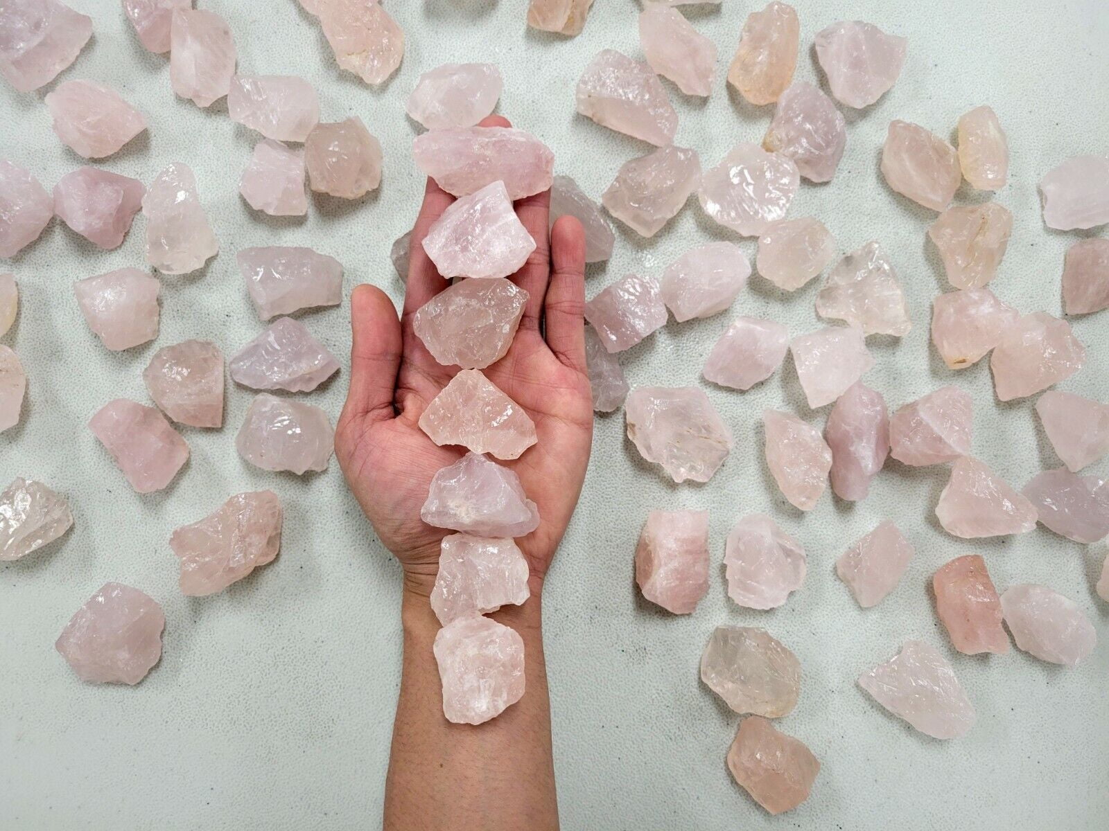 Rough Rose Quartz Crystals Bulk, Heart Chakra Raw Stones for Tumbling