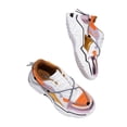 thumbnail image 3 of LUCKY STEP Fashion Colorblock Chunky Sneakers Retro Dad Walking Shoes,White/Orange,Womens, 3 of 5