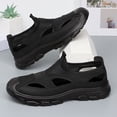 thumbnail image 5 of pwidon Men's Closed Toe Mesh Hiking Sandals Slip On Non Slip Thick Rubber Sole Outdoor Summer Walking Shoes Black 44, 5 of 6