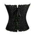 thumbnail image 4 of Womens Vintage Gothic Cute Gothic Clothes for Teen Girls Party Floral Lace Up Black Dress Slim Corset Bustier Tube Black Clothes for Men Gothic Top, 4 of 7