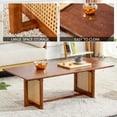 thumbnail image 6 of [Luckynote]Chinese style log wind Imitation rattan Walnut color tea table rectangular solid wood coffee low table small family living room tea table, 6 of 10