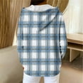 thumbnail image 6 of Zedker Casual Plaid Prints Drawstring Zipper Hooded Jackets Classic Women's Long Sleeve Fall Winter Ribbed Kniited Tops with Pockets,Light Blue,S, 6 of 8