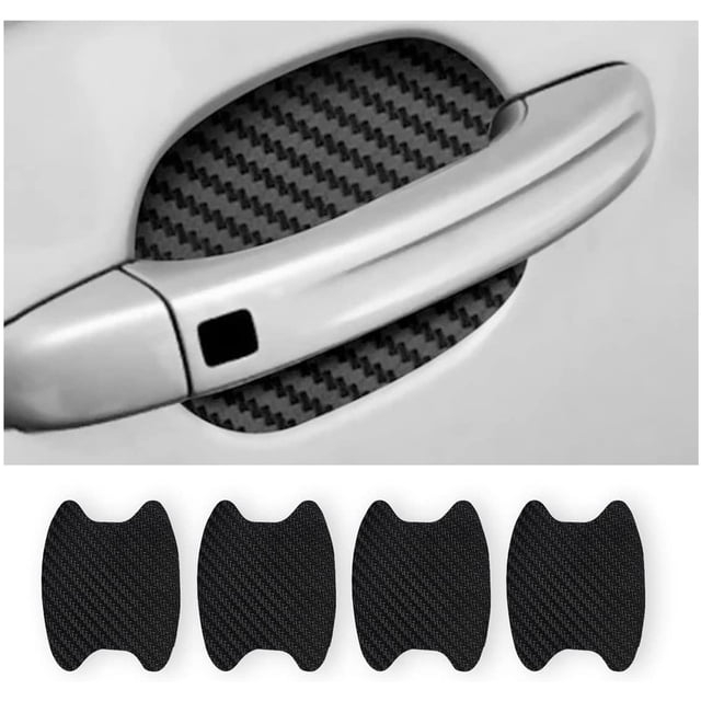 Paquete de 4 pegatinas protectoras JAMW para manijas de puertas de automóviles fibra de carbono negro