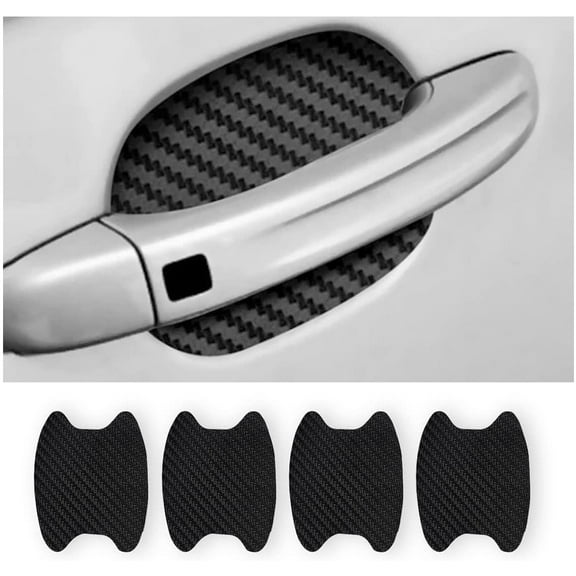 4PCS Car Door Handle Sticker, Carbon Fiber Anti-Scratches Car Door Cup Protector, Non-Marking Auto Door Handle Protective Film, Universal for Most Car Handles (Black/4PCS)