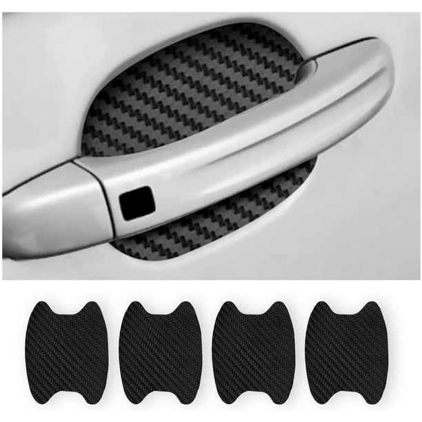 4 pegatinas para manija de puerta de coche, protector de copa de puerta de coche antiarañazos de fibra de carbono, universal para la mayoría de las manijas de coche (negro) Sailing Electrónica