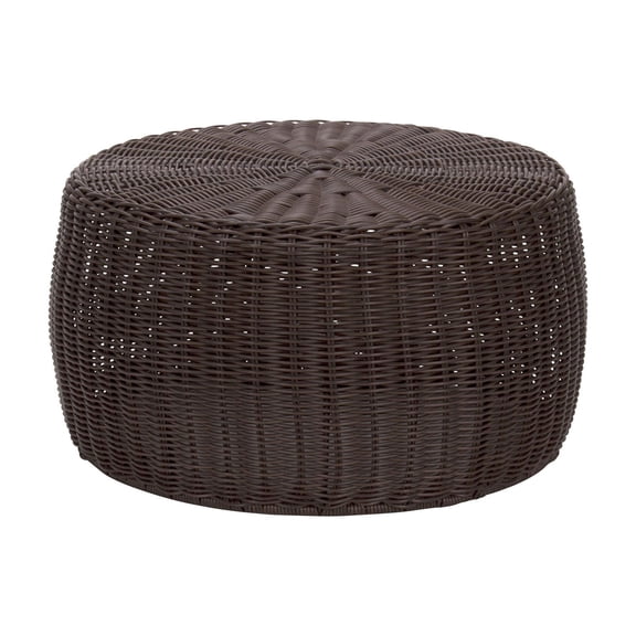 Household Essentials Handwoven Resin Storage Stool Ottoman, Brown
