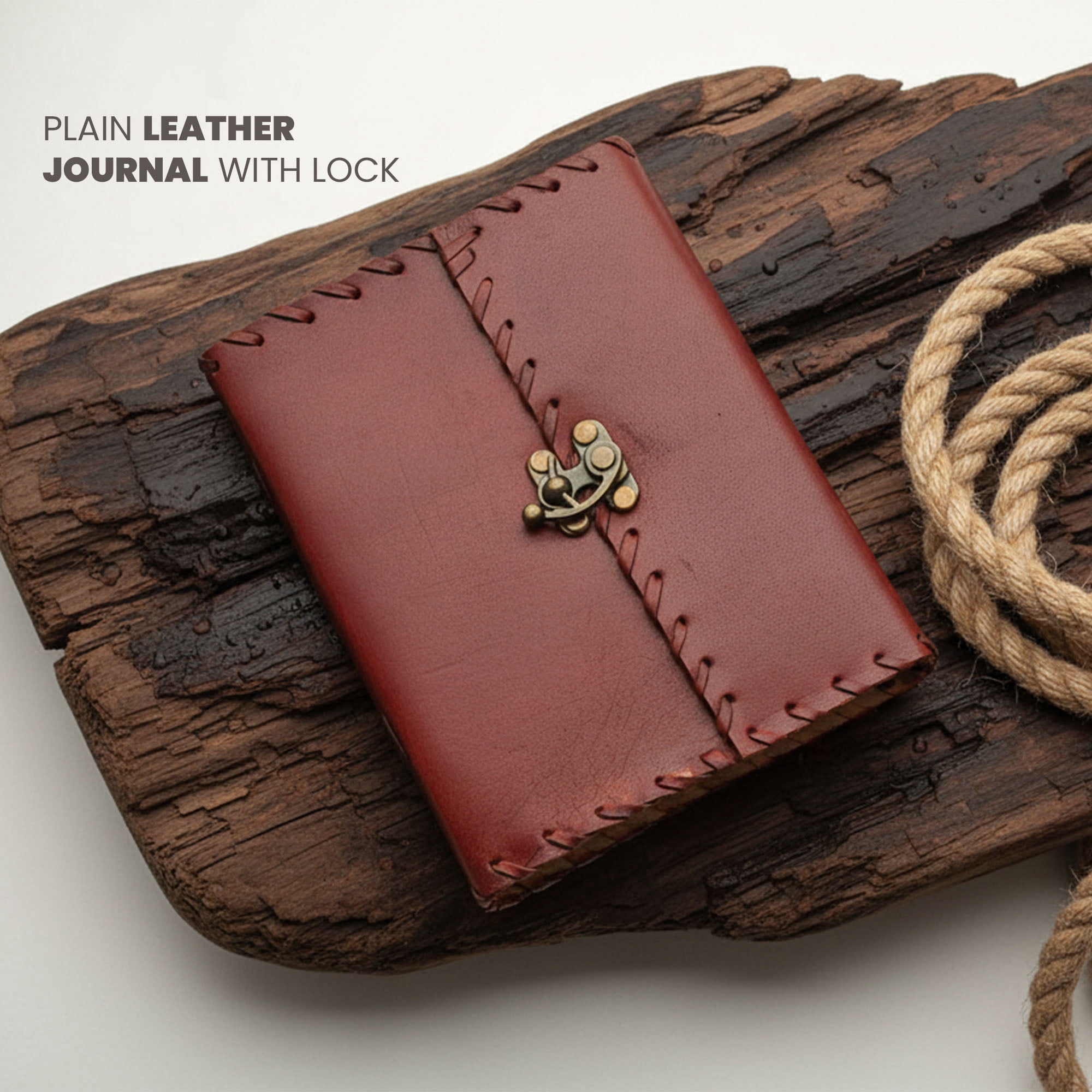 Stitched Wrap Around Leather Journal with Clasp by Medieval Collectibles