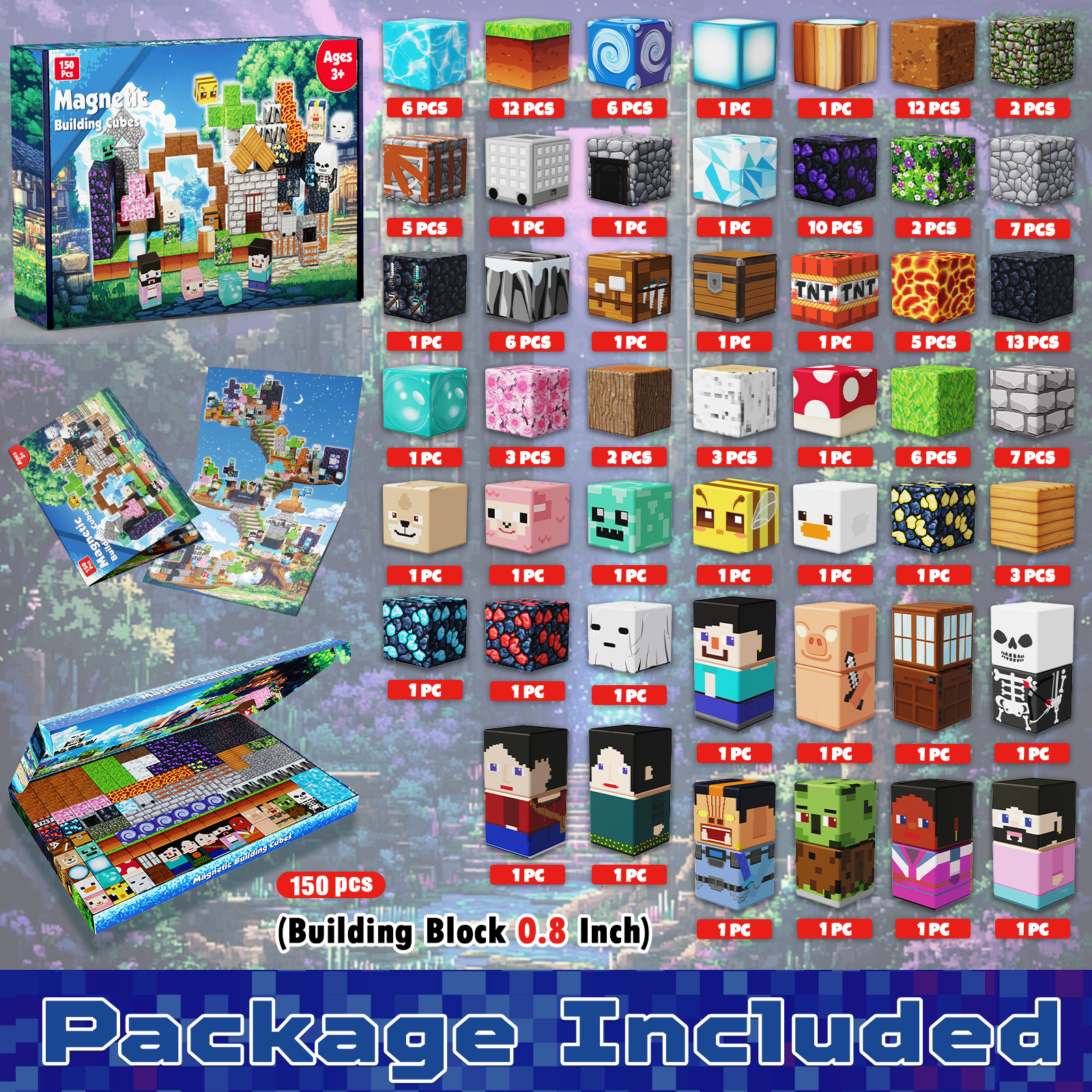 Annexfun 150-Piece Magnetic Building Blocks Cubes photo 2