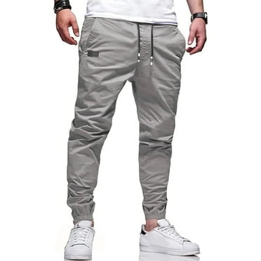 Bilitry Men Joggers Chino Cargo Pants Hiking Outdoor Recreation Pants Twill Fitness Track Jogging Pants Casual Cotton Pants