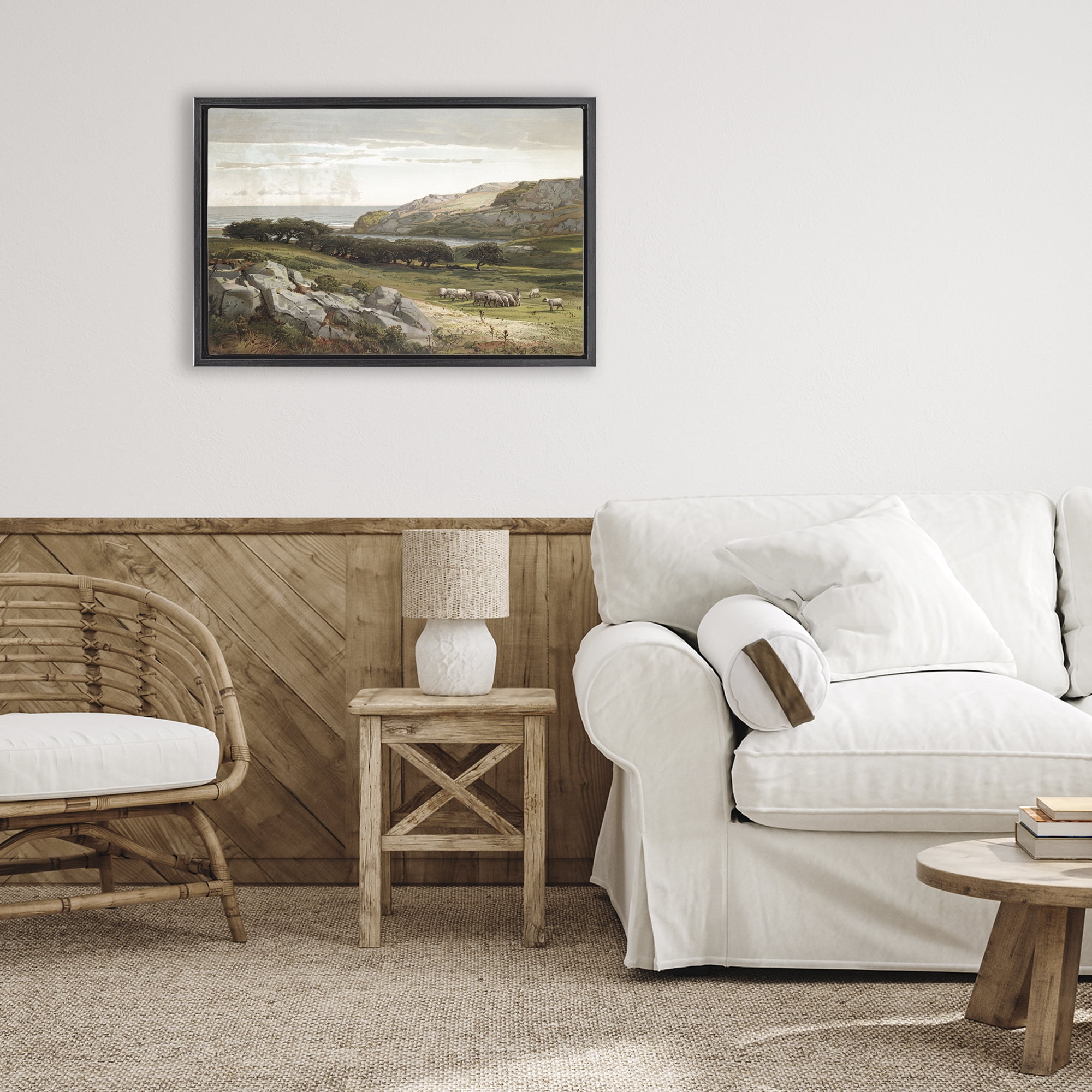 Stupell Industries Sheep in Passionate Landscape Black Framed Floater Canvas Wall Art, design by Lula Bijoux & co.