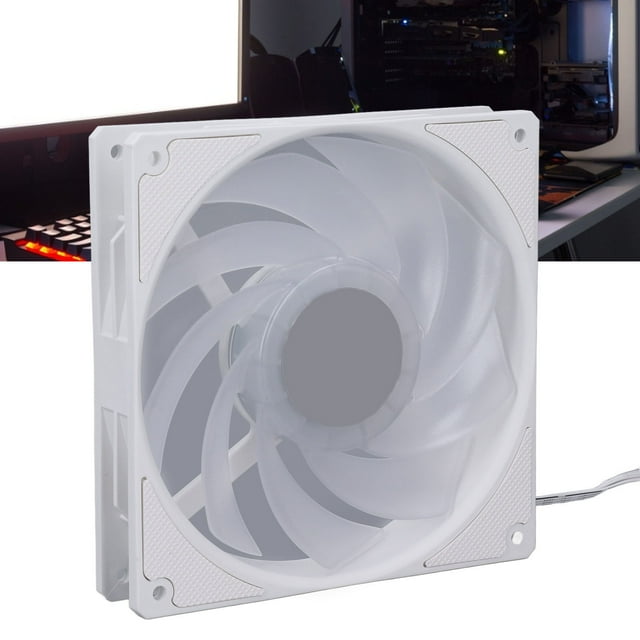 Case Cooler Fan, 2000RPM CPU Fan Silicone Pad Reverse 9 Blades 140mm for Computer Black,White