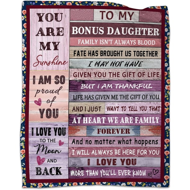 LHSHID Bonus Daughter Gifts Bonus Daughter Blanket Step Daughter Birthday Gifts from Stepmom Stepdad Mothers Day for Stepdaughter Throw Blankets 60"x80"
