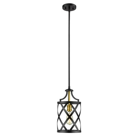 

1-Light Mini Pendant in Matte Black and Olde Brass