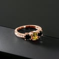 thumbnail image 3 of Gem Stone King 2.42 Ct Oval Mango Mystic Topaz Black Diamond 18K Rose Gold Plated Silver Moissanite Ring (Size 5), 3 of 4
