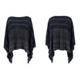 thumbnail image 4 of Brglopf Women's Elegant Knitted Shawl Poncho Crew Neck Striped Sweater Pullover Cape Color Block Cloaks Trendy Lightweight Shawls, 4 of 4