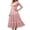 Pink, variant on Women's Solid Round Neck Long Sleeve Midi Dress Tiered Lace Spliced Fit And Flare Dress
