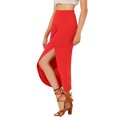 thumbnail image 4 of Unique Bargains Jupe Longue Maxi Décontractée à Taille Élastique Fendue Rouge m, 4 of 7