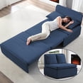 thumbnail image 4 of Mjkone Canapé-Lit Convertible Format Simple, Canapé-Lit Moderne en Lin Extensible, Canapé-Lit Réversible avec Coussins et Oreillers Décoratifs pour Petit Espace/appartement/salon/bureau/studio (Bleu Marine), 4 of 8