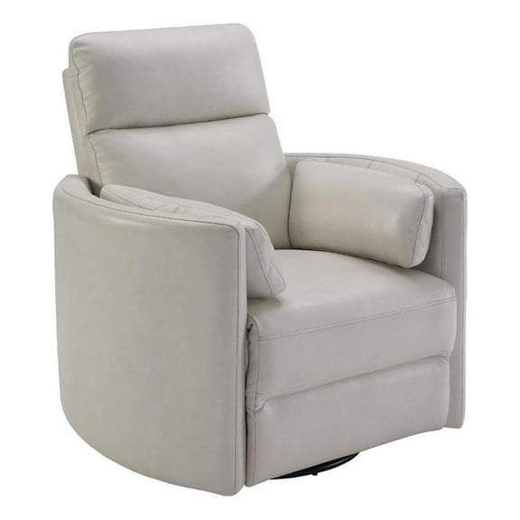 Bowery Hill Leather Power Cordless Swivel Glider Recliner in Ivory