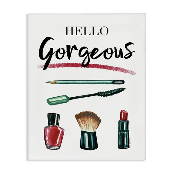 Stupell Industries Hello Gorgeous with Makeup Beauty & Fashion Painting Gallery Wrapped Canvas Art Print Wall Art, 16 x 20