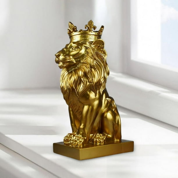 Colección de estatuas de cabeza 3D modernas, decoración de mesa, figurita de Animal, adorno de resina, escultura artesanal para el hogar, Dorado perfecl Escultura de León