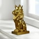 thumbnail image 2 of Estatua de cabeza de león 3D, escultura de resina coleccionable, figura de animal artesanal para oficina Dorado, 2 of 8