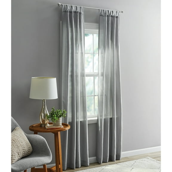 Mainstays 2-Piece Beige Light Filtering Tab Top Curtain Panel Set, 37" x 54"