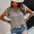 thumbnail image 4 of Valcatch Women's Casual Floral Print V Neck Ruffle Short Sleeve Summer Shirts Tops Loose Blouses, 4 of 6