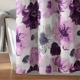 thumbnail image 2 of Leah Shower Curtain-Bathroom Flower Floral Large Blooms Fabric Print Design, 72" x 72", Gray & Purple, 2 of 6