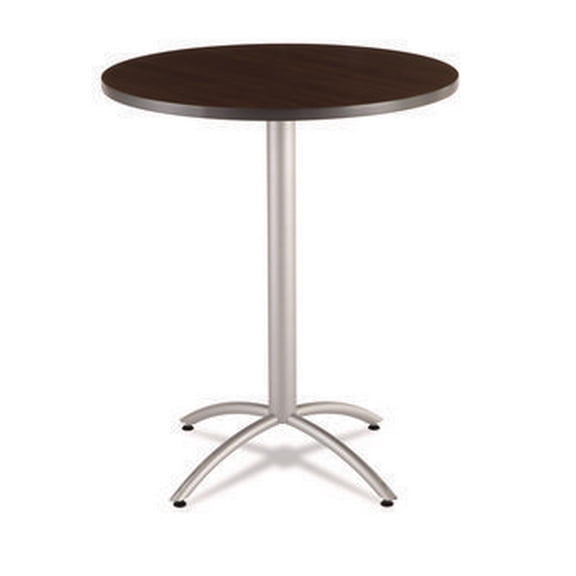 Cafeworks Table, Bistro-Height, Round Top, 36" Dia X 30"H, Walnut/Silver