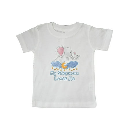 

Inktastic My Stepmom Loves Me Cute Elephants Clouds Moon and Stars Gift Baby Boy or Baby Girl T-Shirt