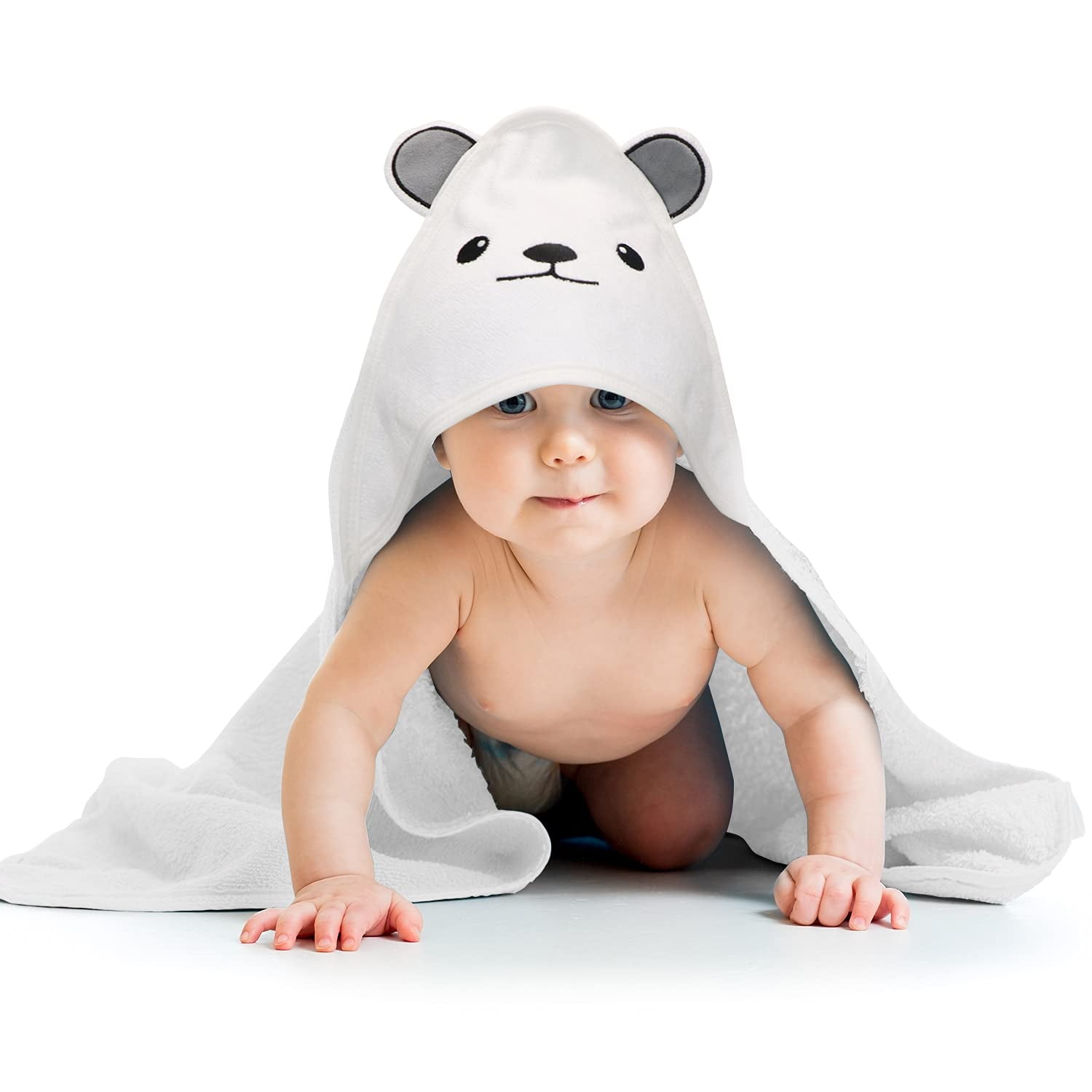 Liname Bamboo Baby Bath Towel, Ultra Soft Hooded Towel with Ears, Bear