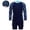 Dark Blue, variant on Daznico Long Sleeve Girls Rash Guard Swimsuit, UV Protection Surf Bathing Suit with Matching Swim Cap for Youth,11-12 Years