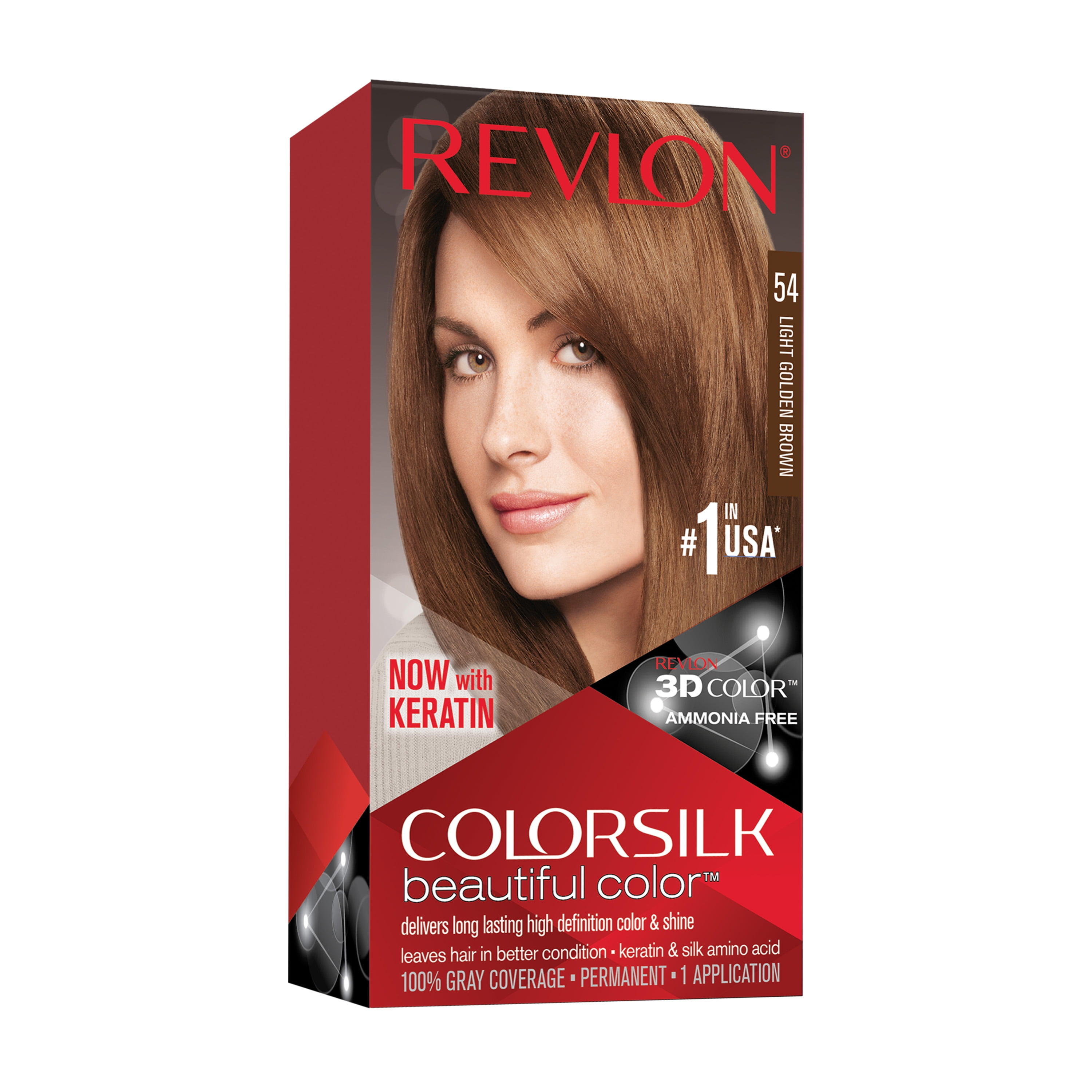 Revlon ColorSilk Beautiful Color Permanent Hair Color, 54 Light Golden Brown,  1 Count - Walmart.com